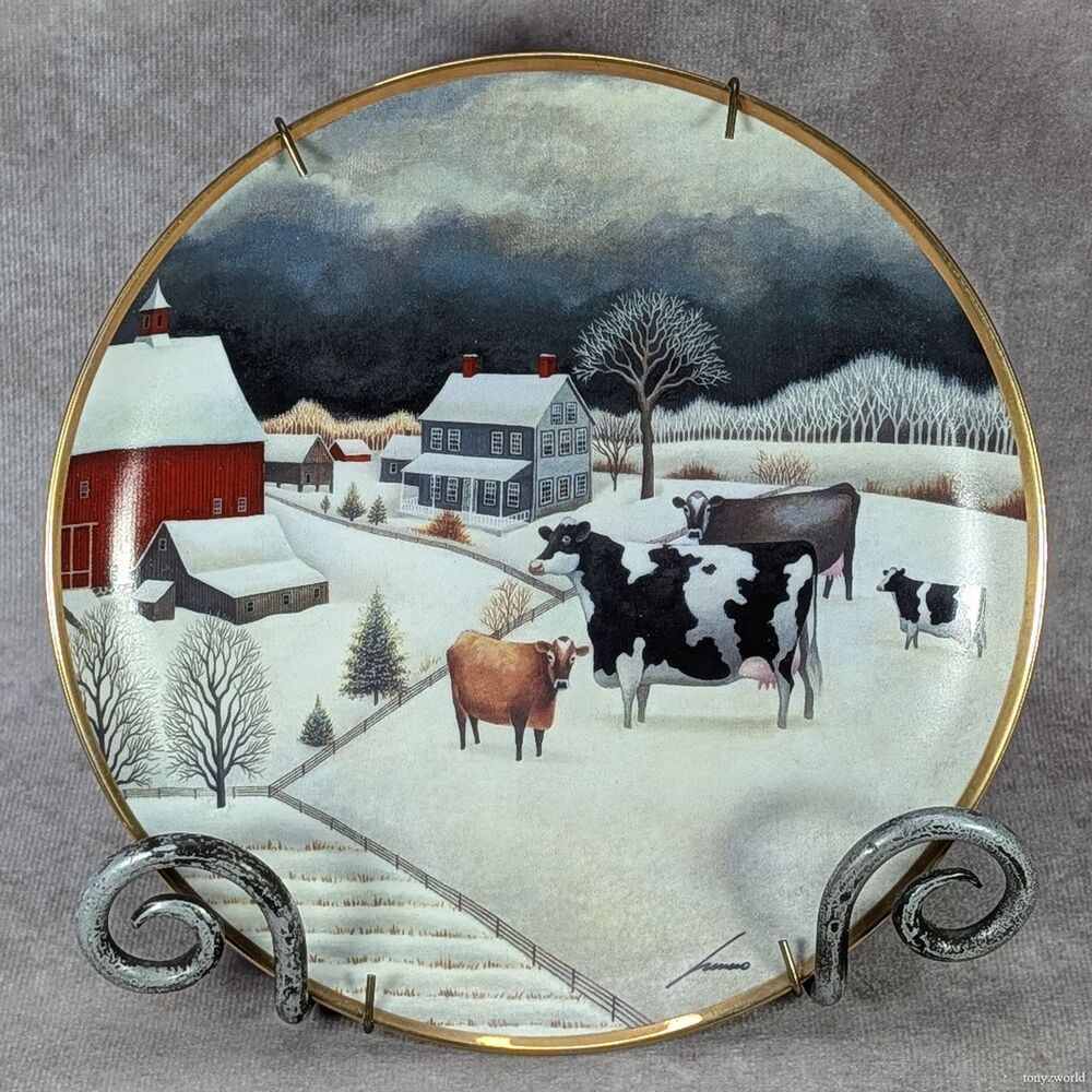 Vintage Cows in Winter Collector Plate Limited Edition The Franklin Mint